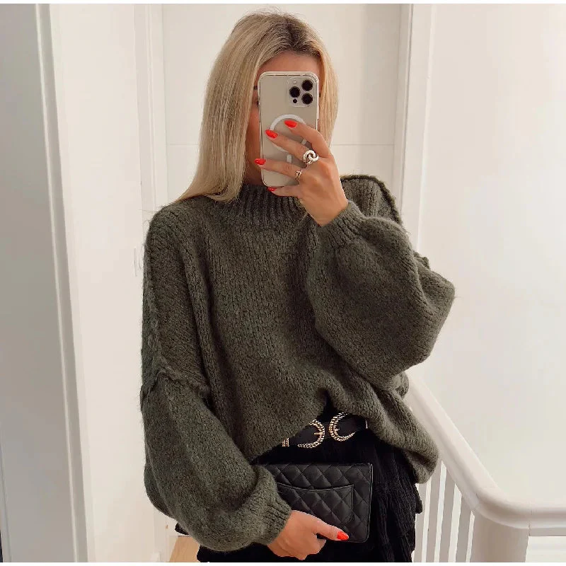 Women's Fluffy Oversized Knit Sweater - Image 6