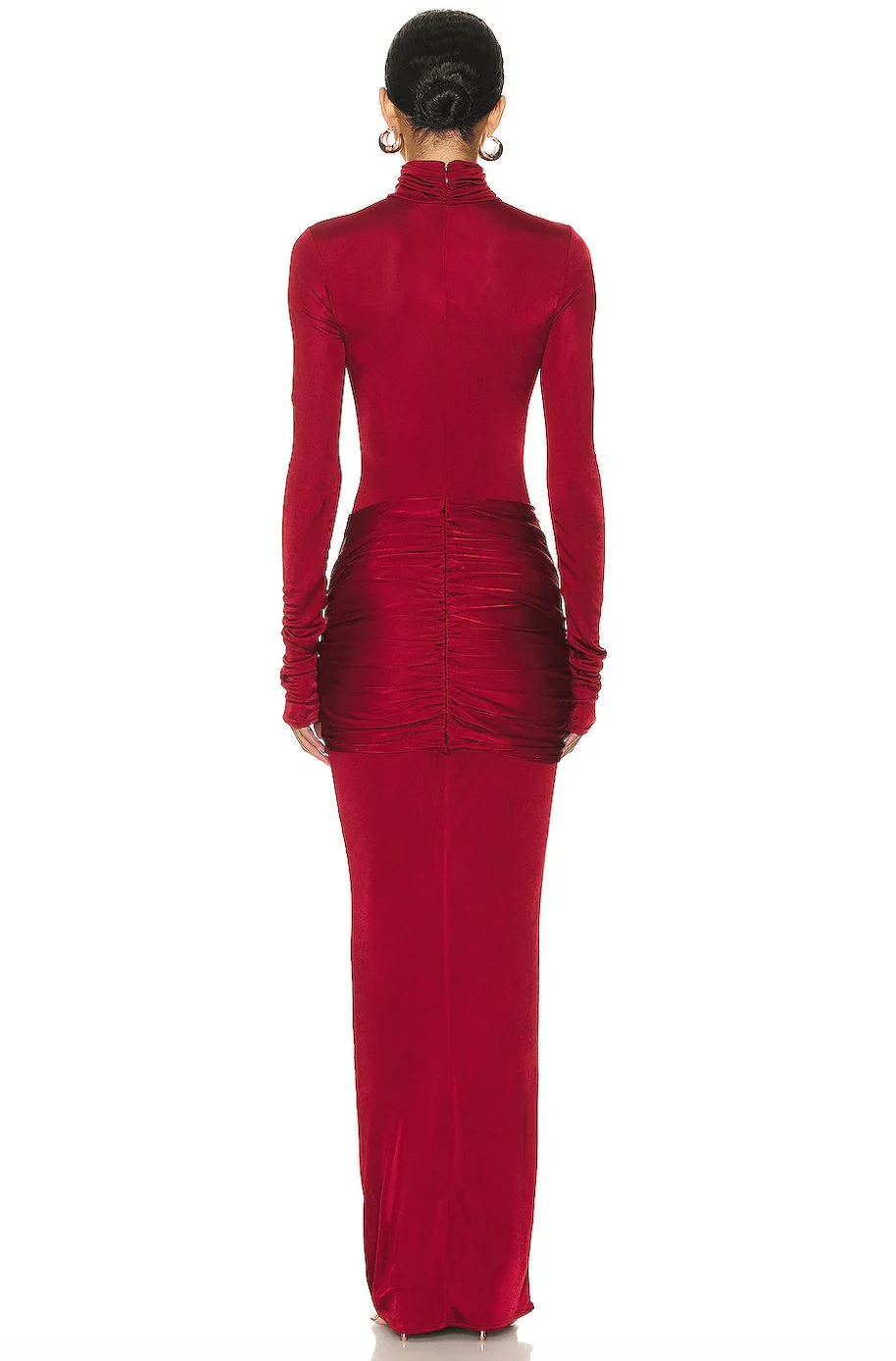 Red High Neck Formal Party Maxi Dress - Image 5