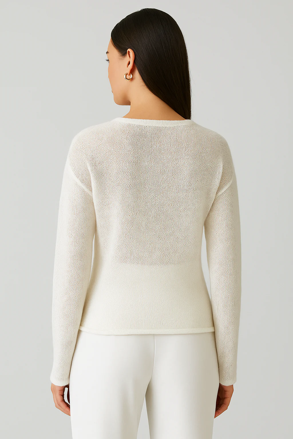 Sheer Textured Knit Sweater - Image 3