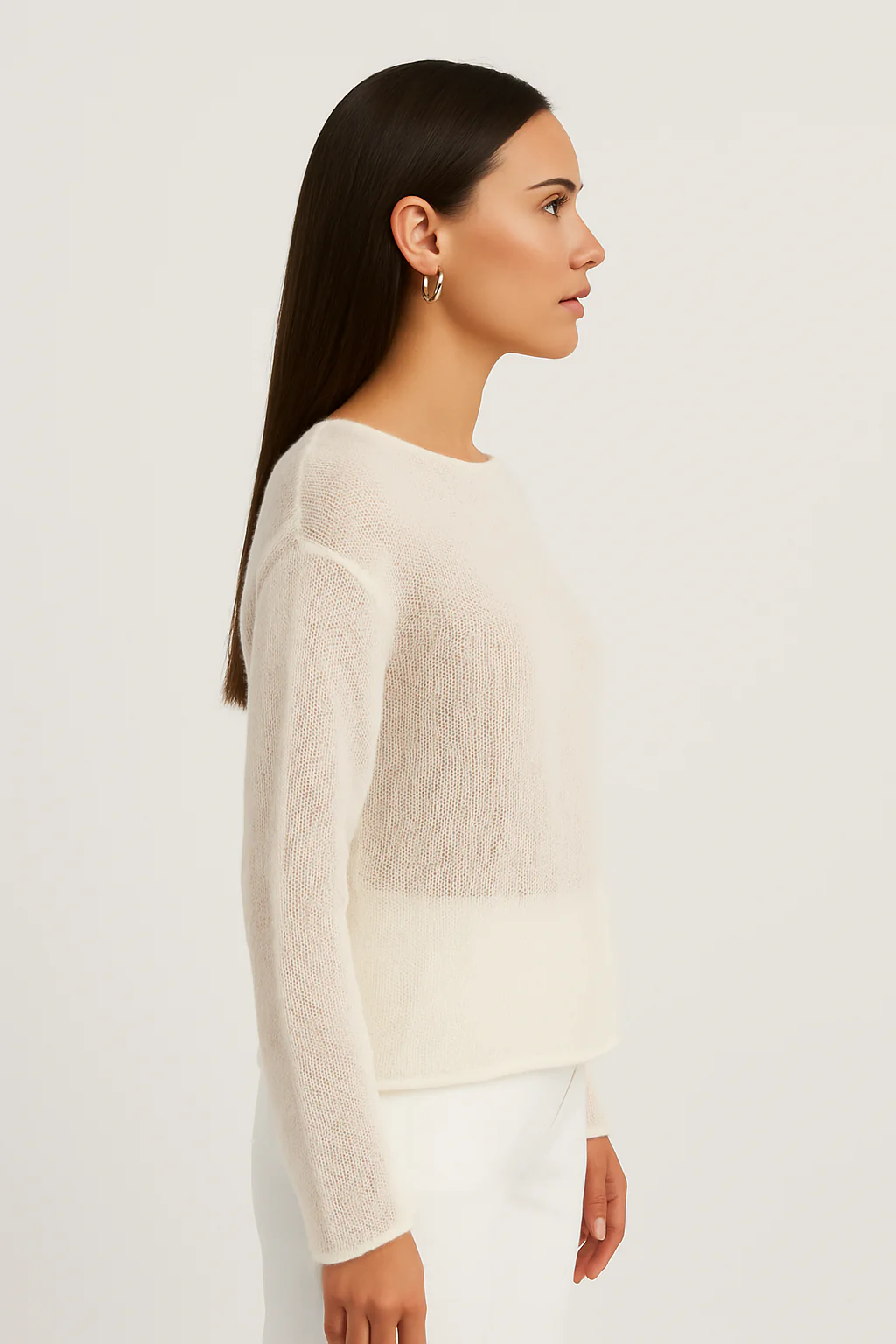 Sheer Textured Knit Sweater - Image 4