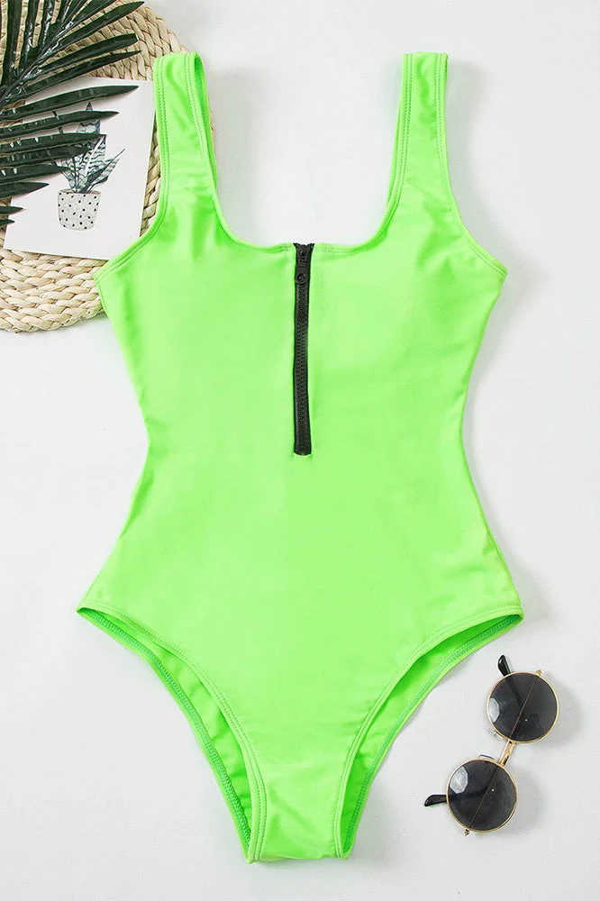 V-Neck Hollow Zipper Swimsuit - Image 6