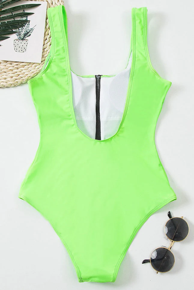 V-Neck Hollow Zipper Swimsuit - Image 7
