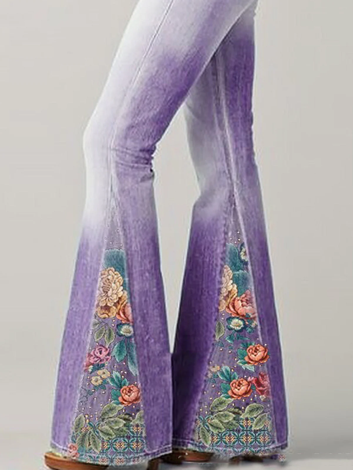 Women's Bootcut Denim Jeans with Flower Embroidered - Image 7
