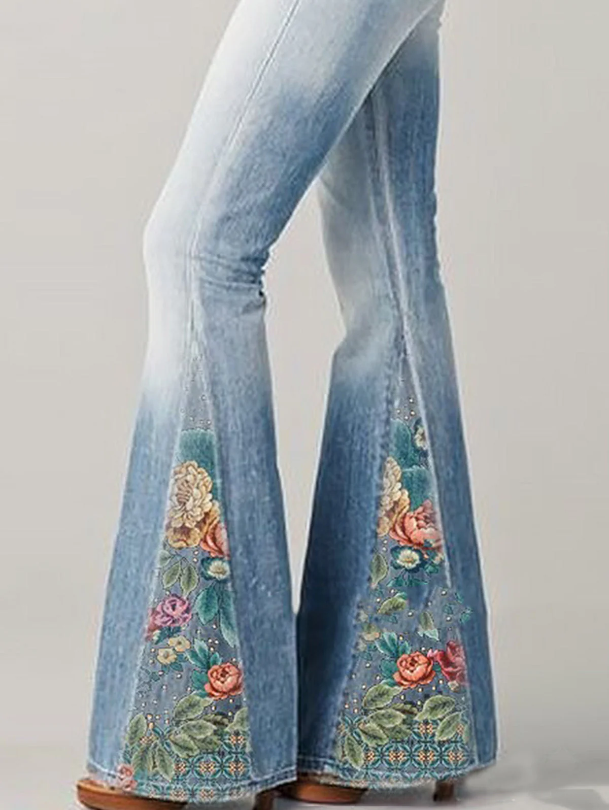 Women's Bootcut Denim Jeans with Flower Embroidered - Image 9