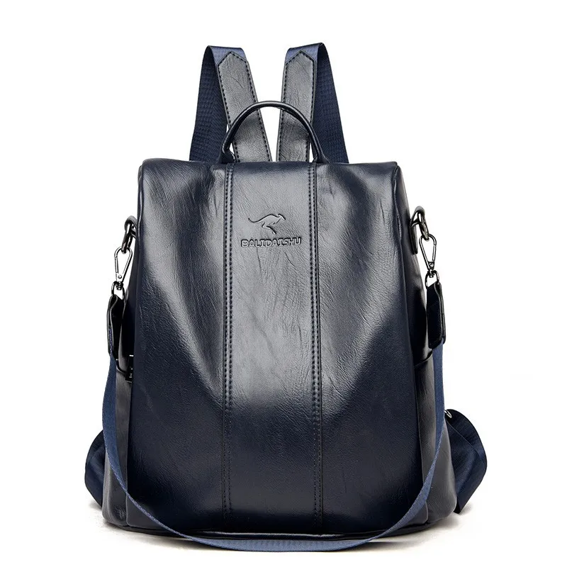 Sleek Black Leather Backpack - Image 8