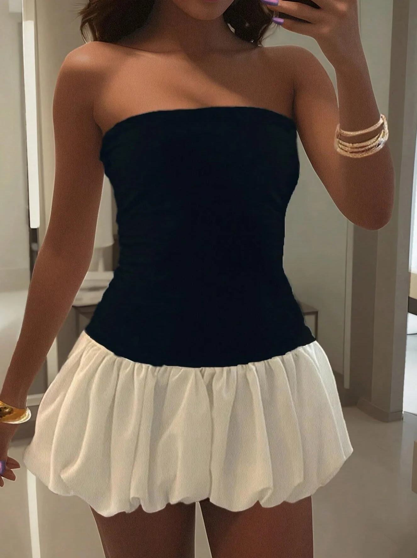 Kendall Drop-Waist Bubble-Hem Cute Party Dress - Image 2
