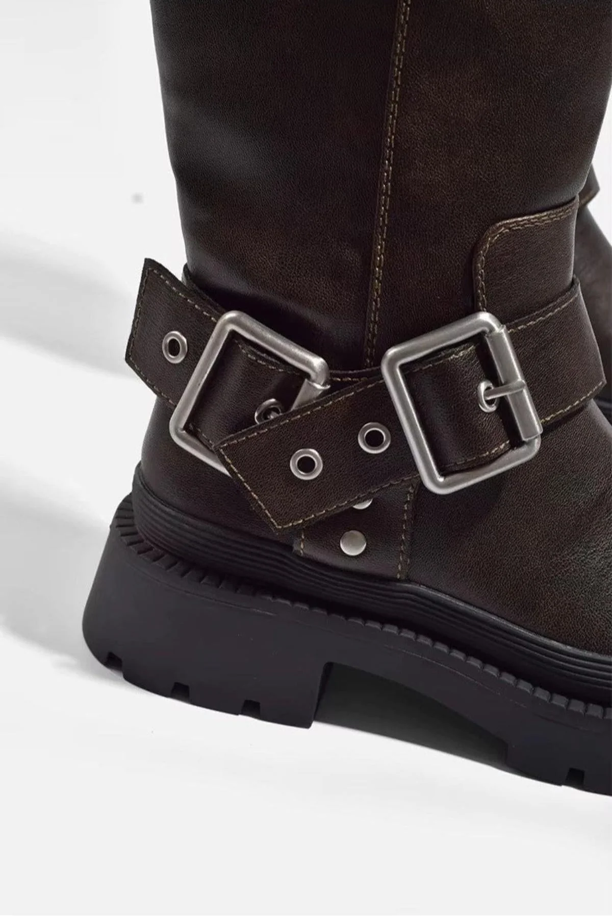 Knee-High Chunky Flat Boots - Image 3