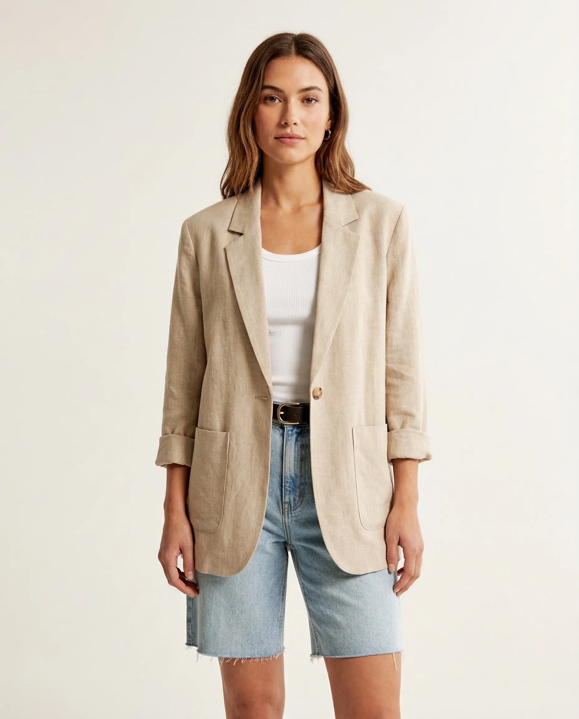 Korean Herringbone Blazer – Casual Loose Fit for Spring & Summer - Image 4