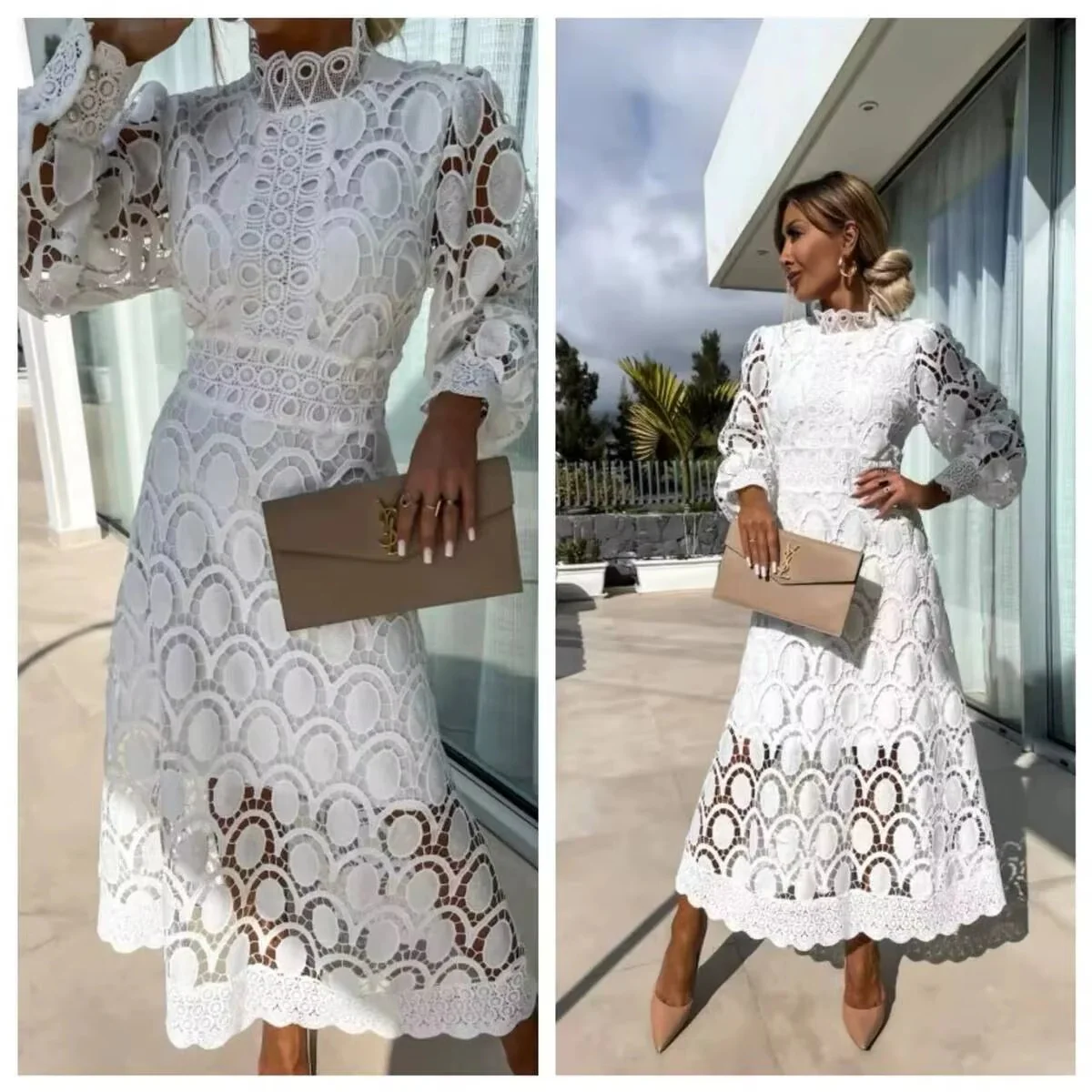 Pink Lace Summer Party Maxi Dress - Image 5