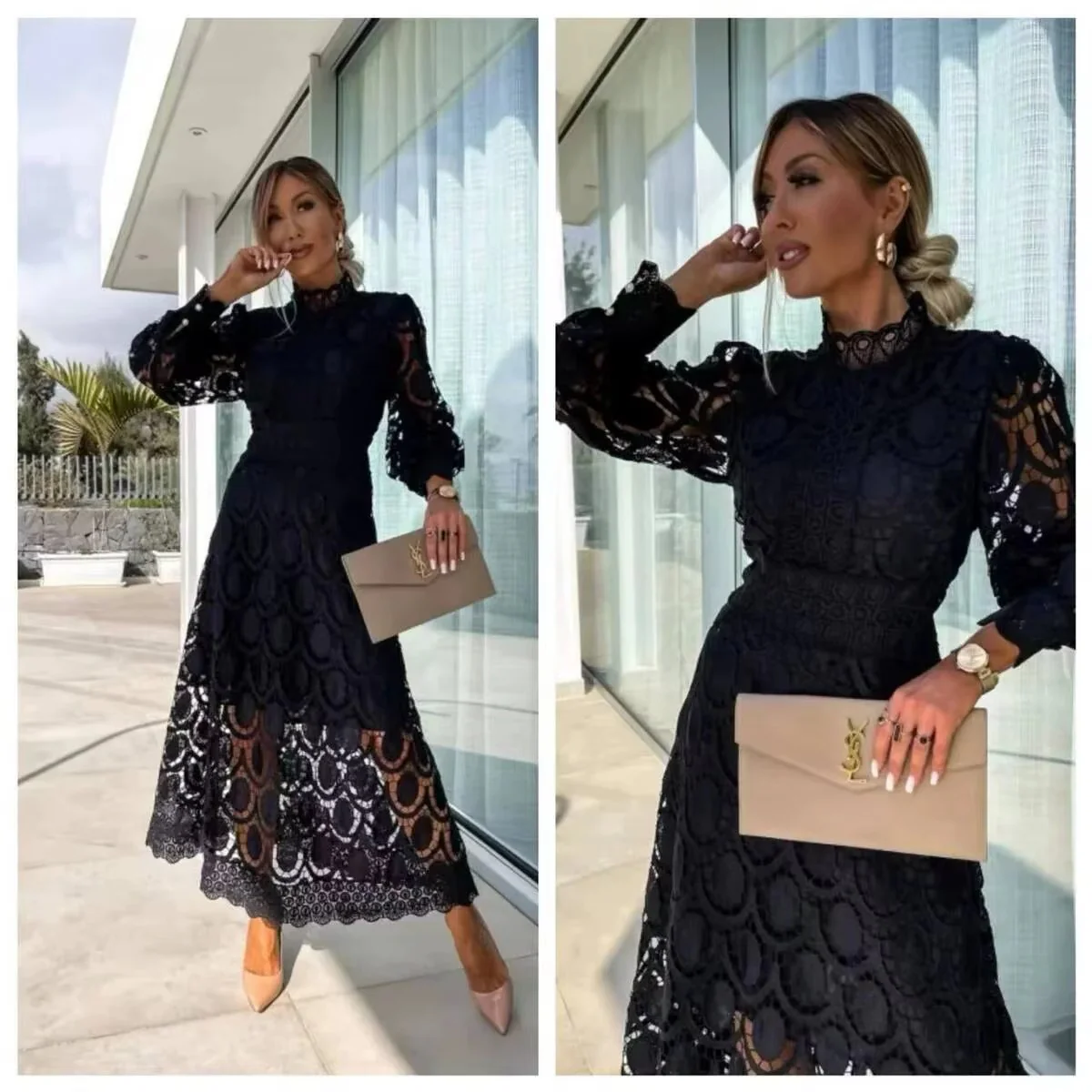 Pink Lace Summer Party Maxi Dress - Image 7