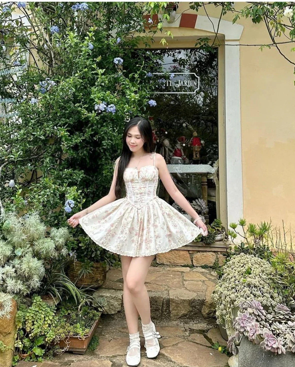 Lace Stitching Tie-Waist Mini Dress - Image 4