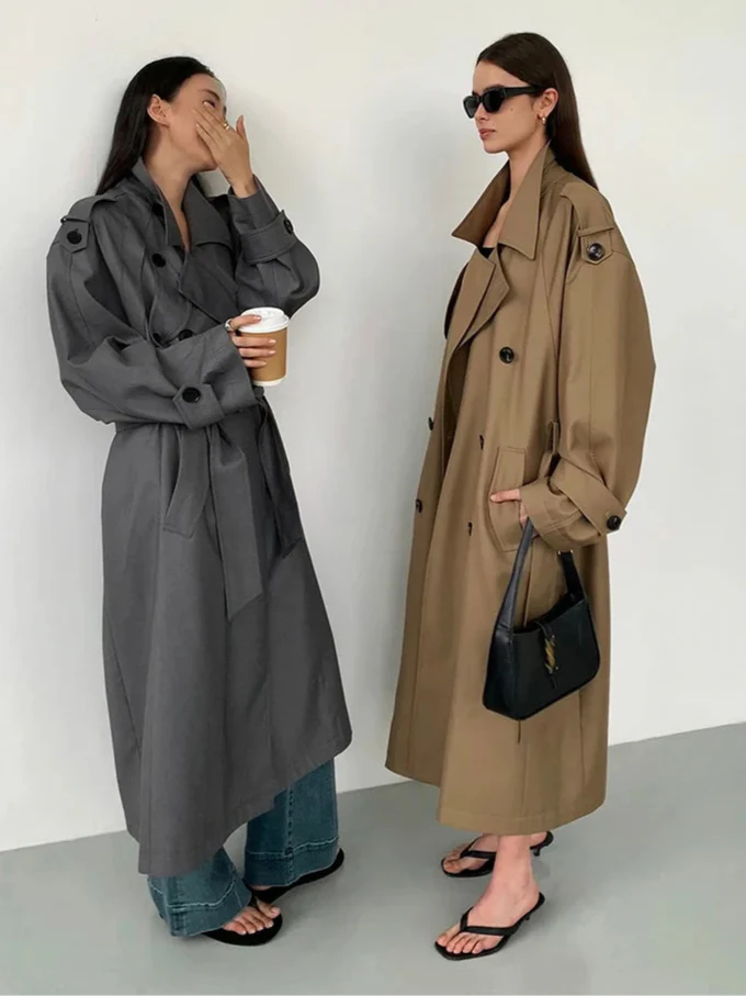 Women's Oversized Long Trench Coat - Image 3