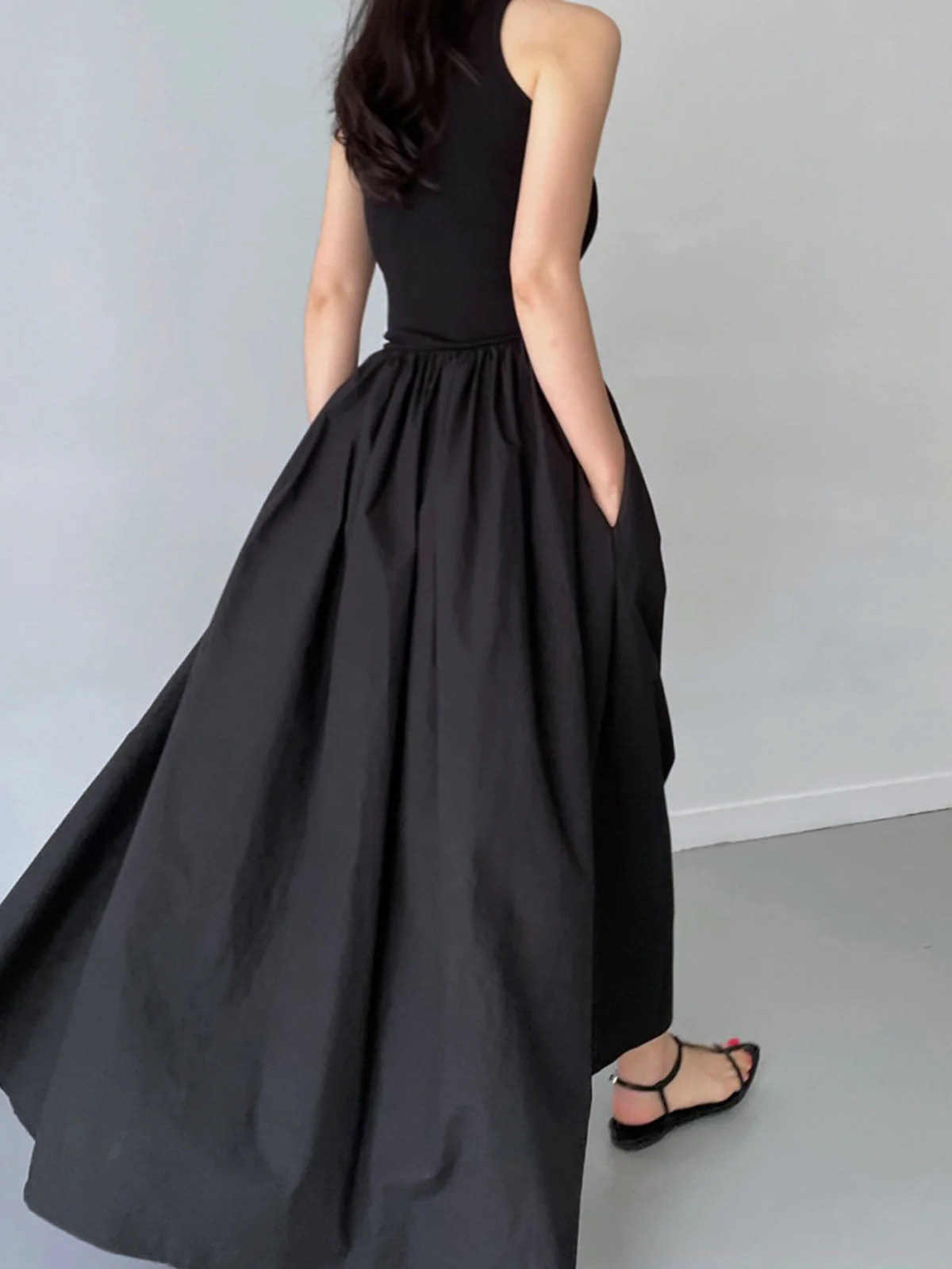 Formal Sleeveless Cotton Blend Maxi Dress - Image 3
