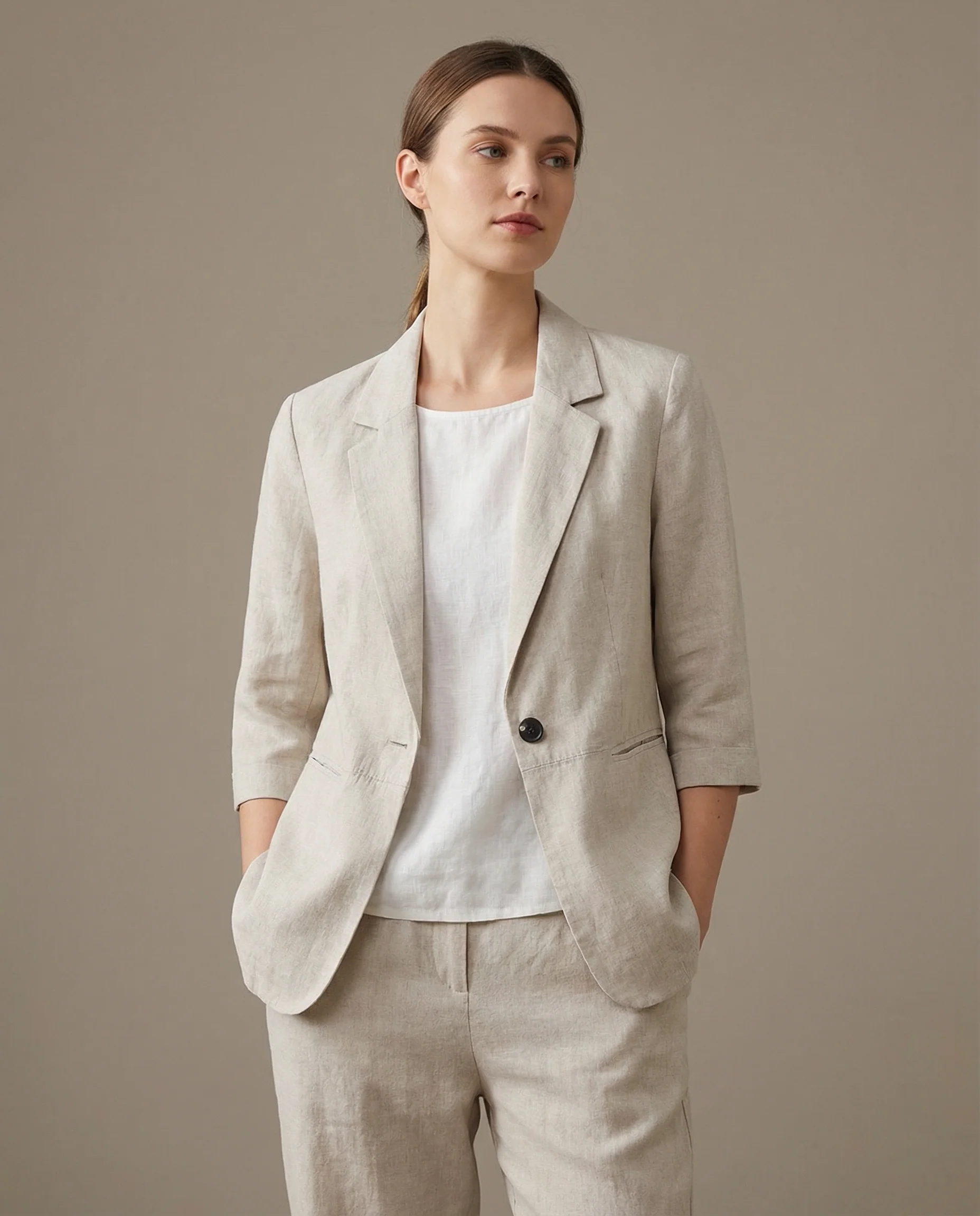 Women's Blazer – Lightweight Cotton Linen Design for Casual and Elegant Outings - Image 2