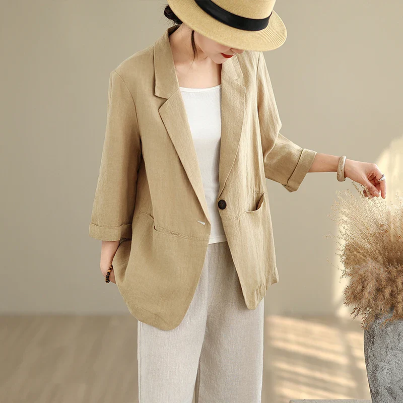 Women's Blazer – Lightweight Cotton Linen Design for Casual and Elegant Outings - Image 5