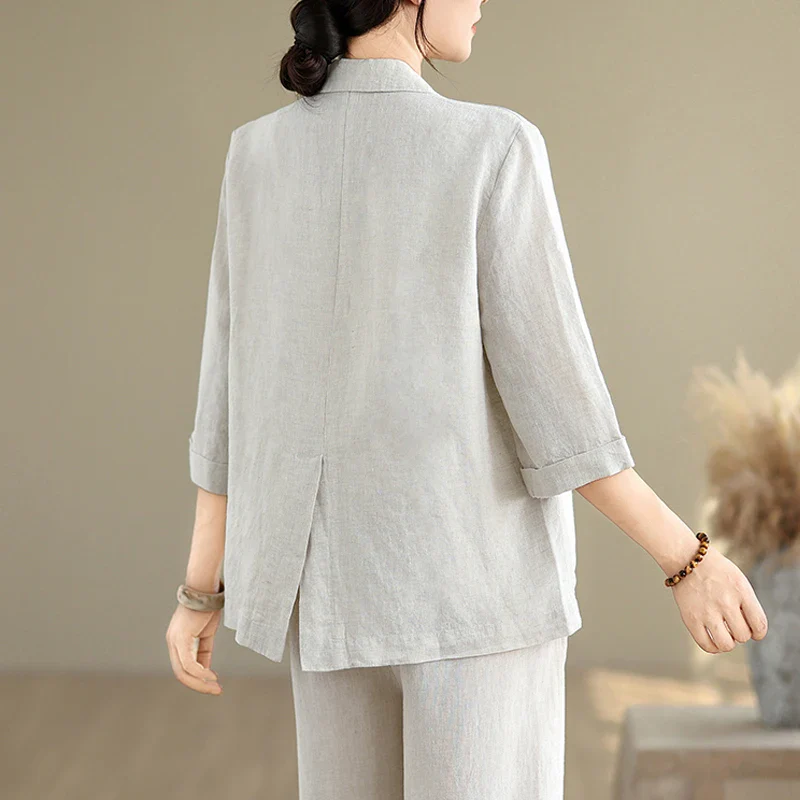 Women's Blazer – Lightweight Cotton Linen Design for Casual and Elegant Outings - Image 6