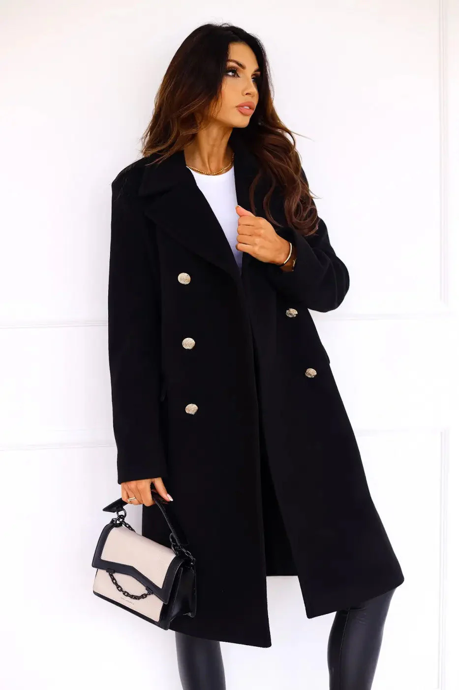 Women's Double-breasted Long Wool Coat - Image 3