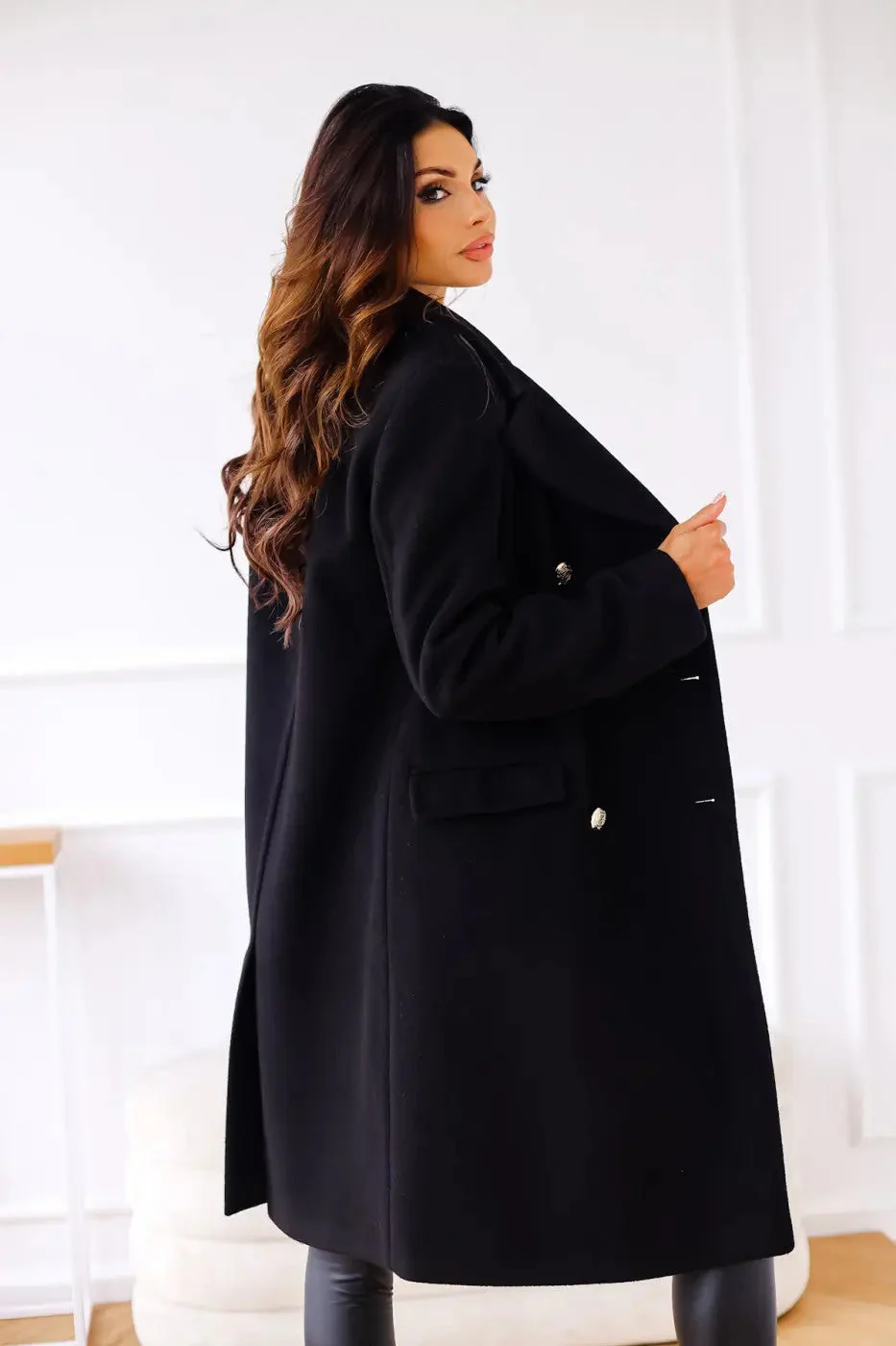 Women's Double-breasted Long Wool Coat - Image 4