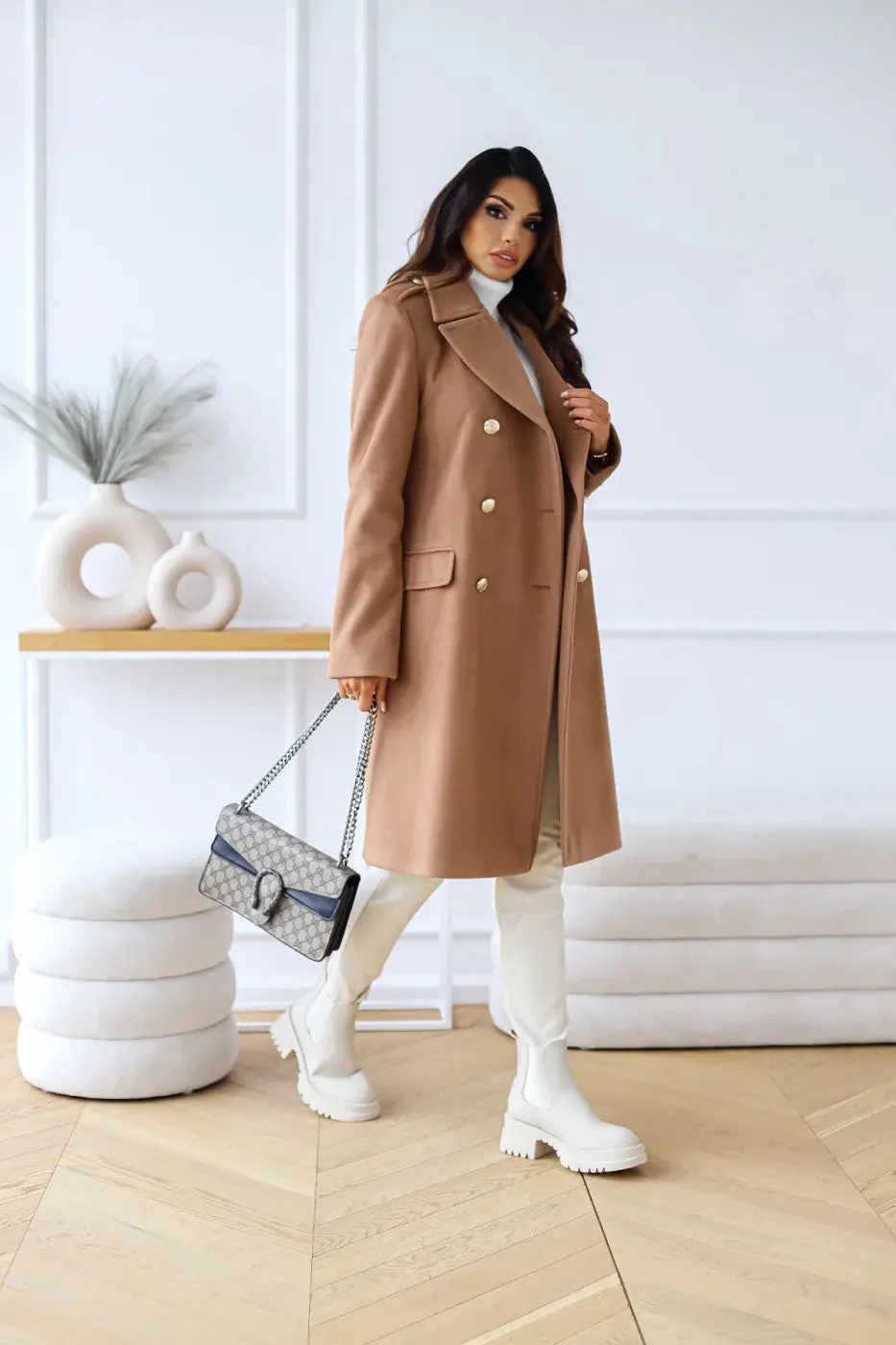 Women's Double-breasted Long Wool Coat - Image 6