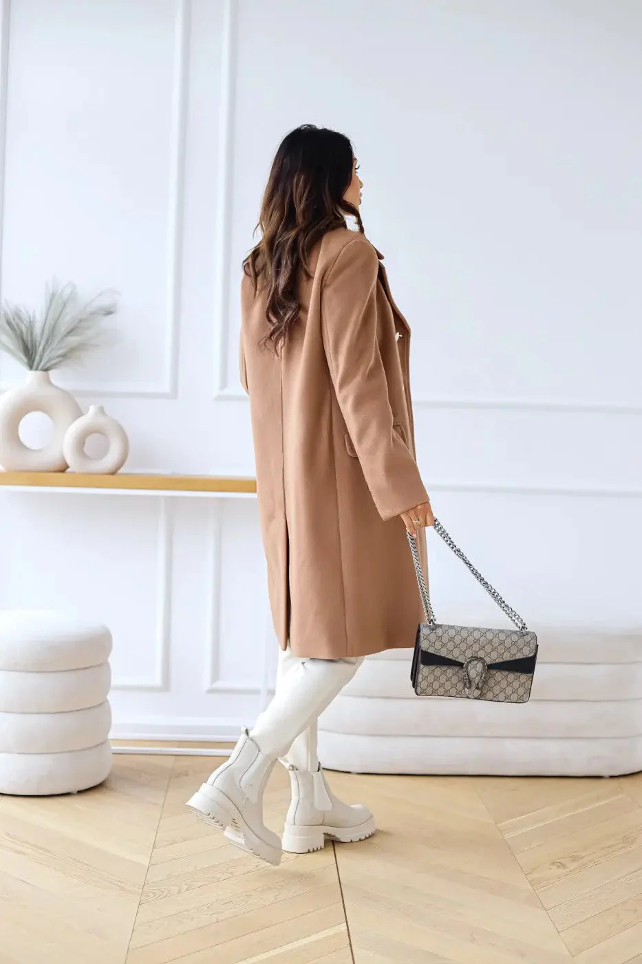 Women's Double-breasted Long Wool Coat - Image 7