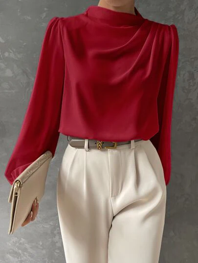 Women's Stylish Bishop Sleeve Blouse - Image 11