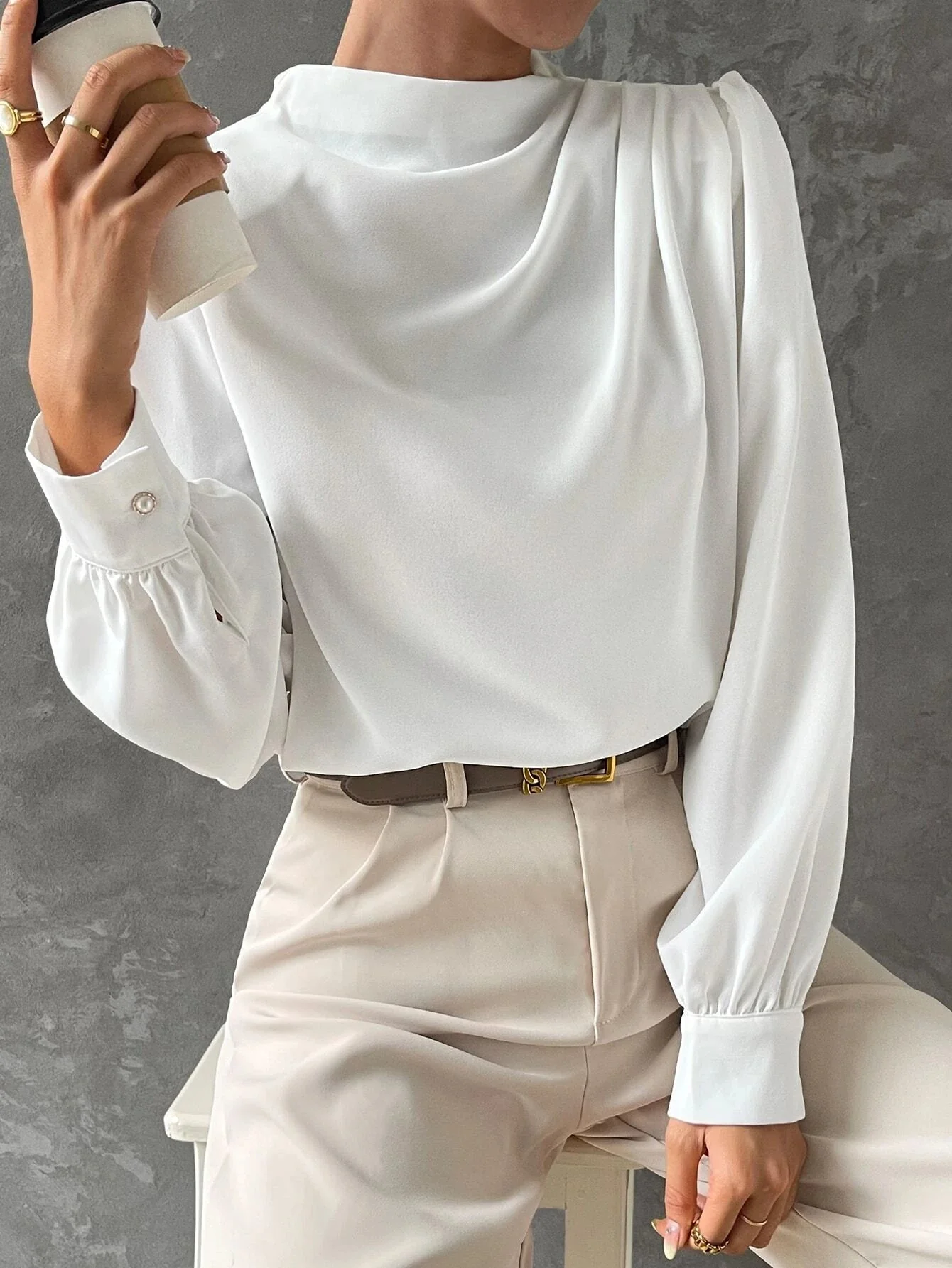 Women's Stylish Bishop Sleeve Blouse - Image 4