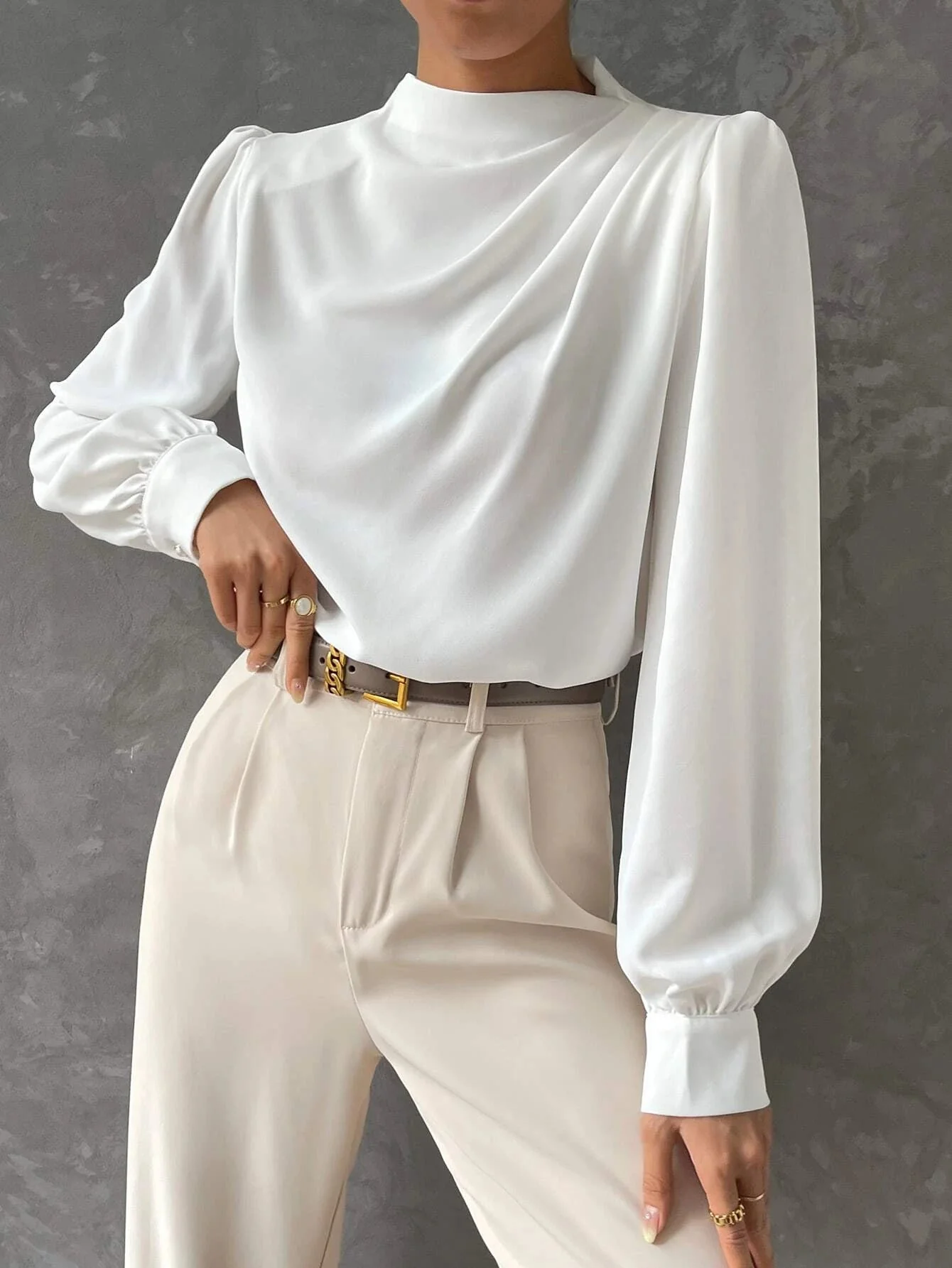 Women's Stylish Bishop Sleeve Blouse - Image 7