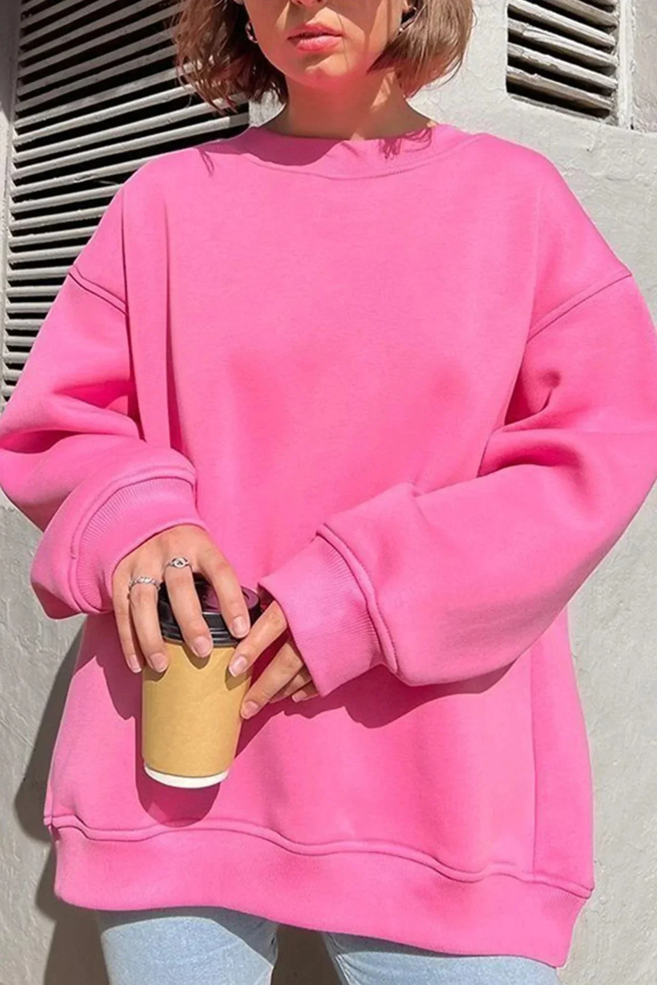 Women's Oversized sweatshirt with round neck - Image 2