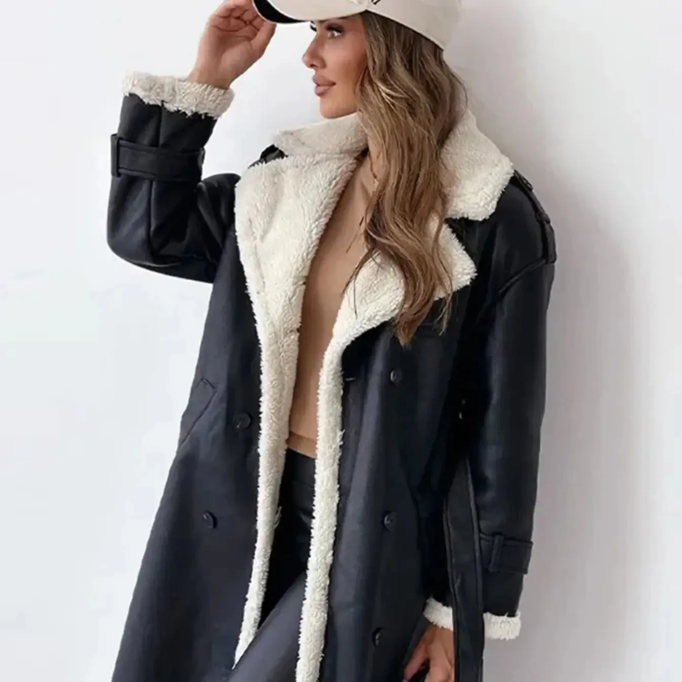 Women's Long Coat Women with Fleece Lining - Image 2