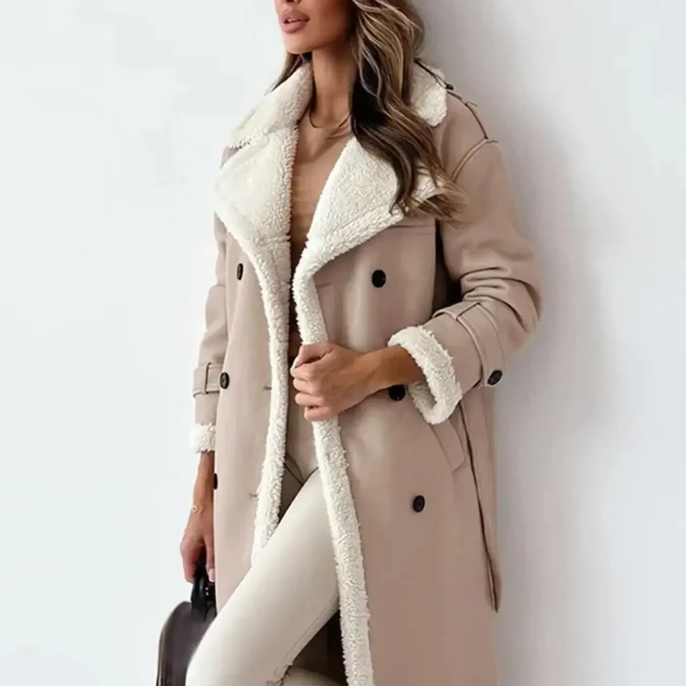 Women's Long Coat Women with Fleece Lining - Image 6