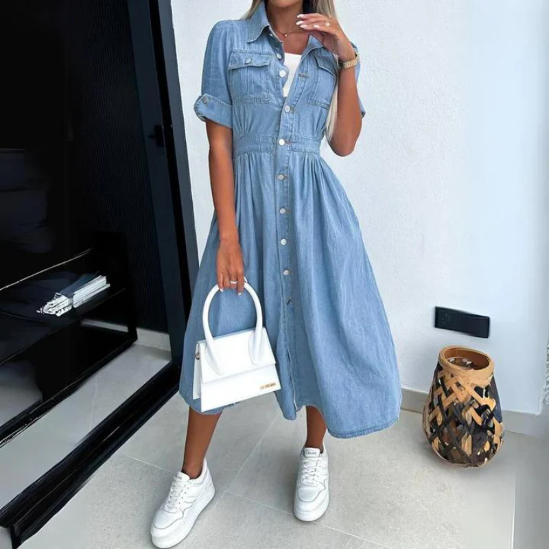 Women's Loose denim midi dress - Image 4