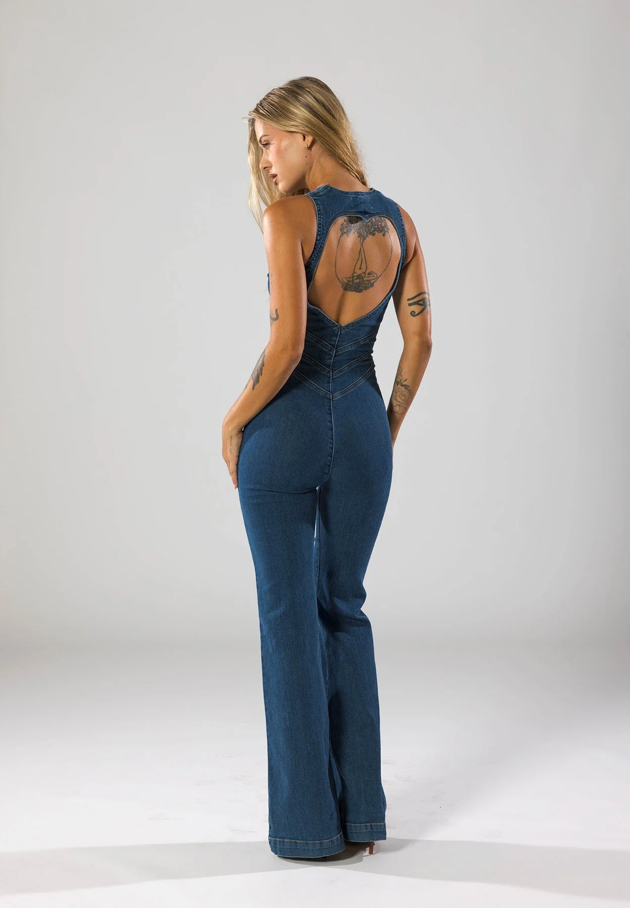 Heart-Shaped Denim Jumpsuit - Image 3
