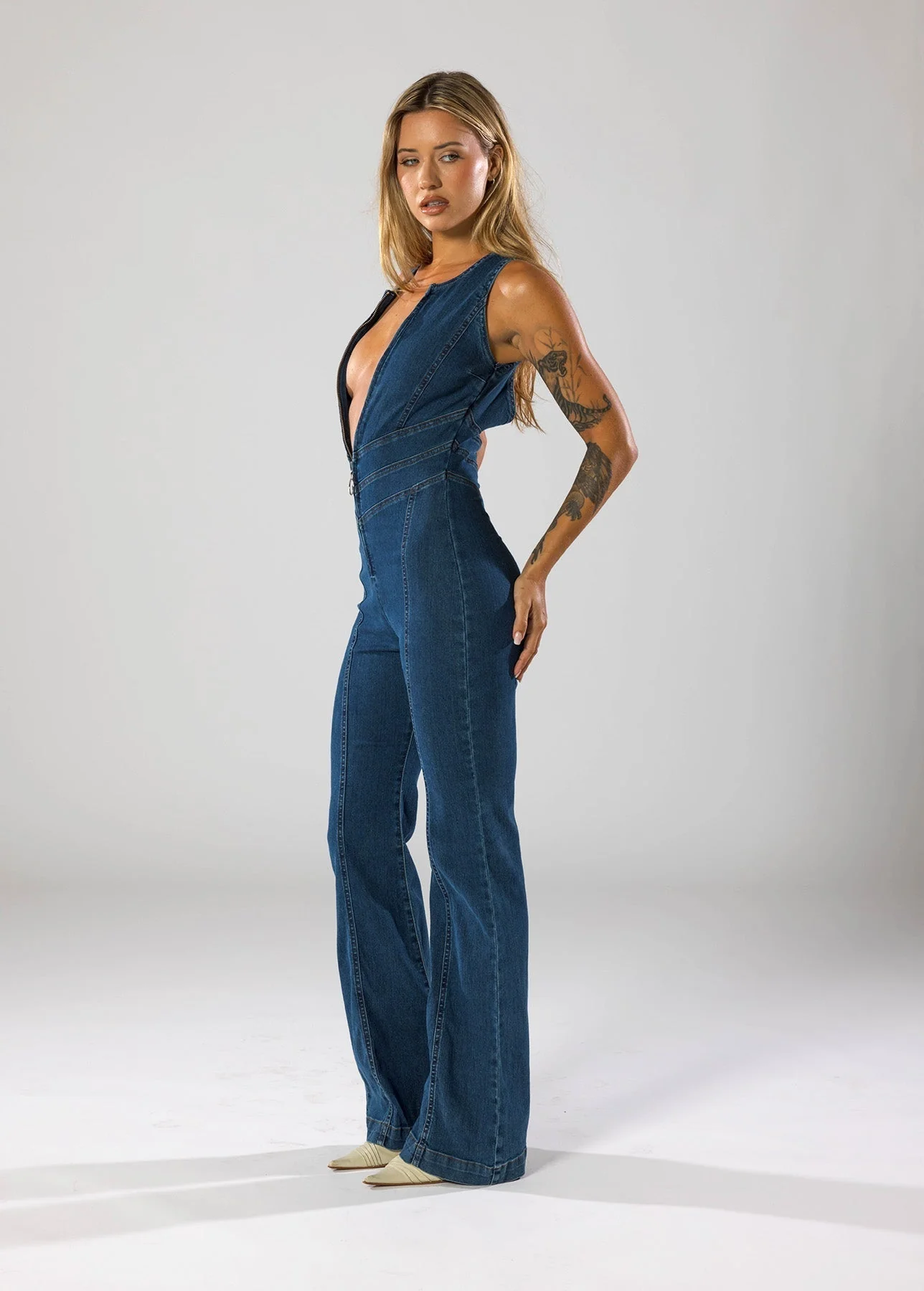 Heart-Shaped Denim Jumpsuit - Image 6