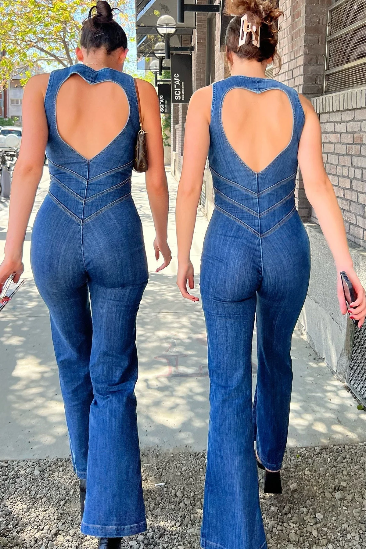 Heart-Shaped Denim Jumpsuit - Image 8