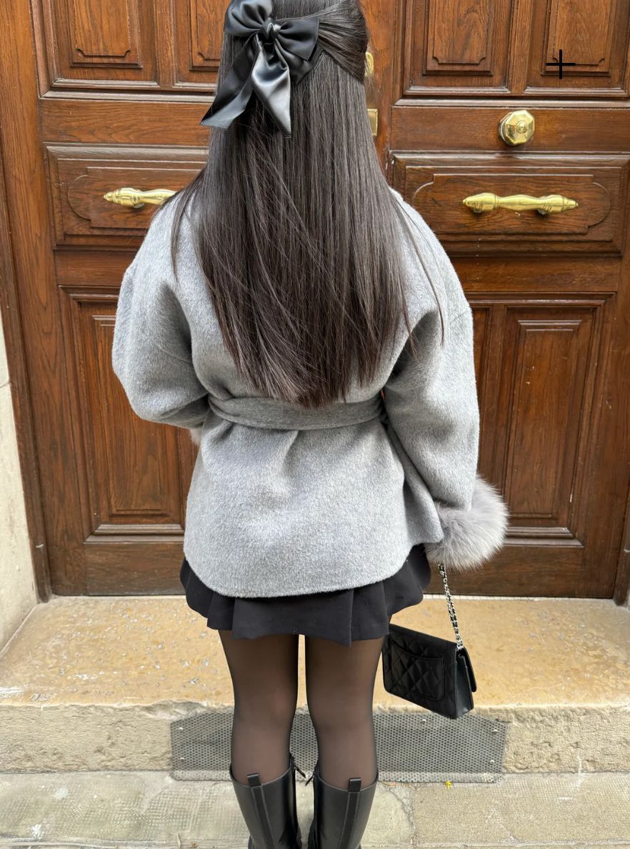 Women's Faux Fur Coat with Waist Tie Belt - Image 7