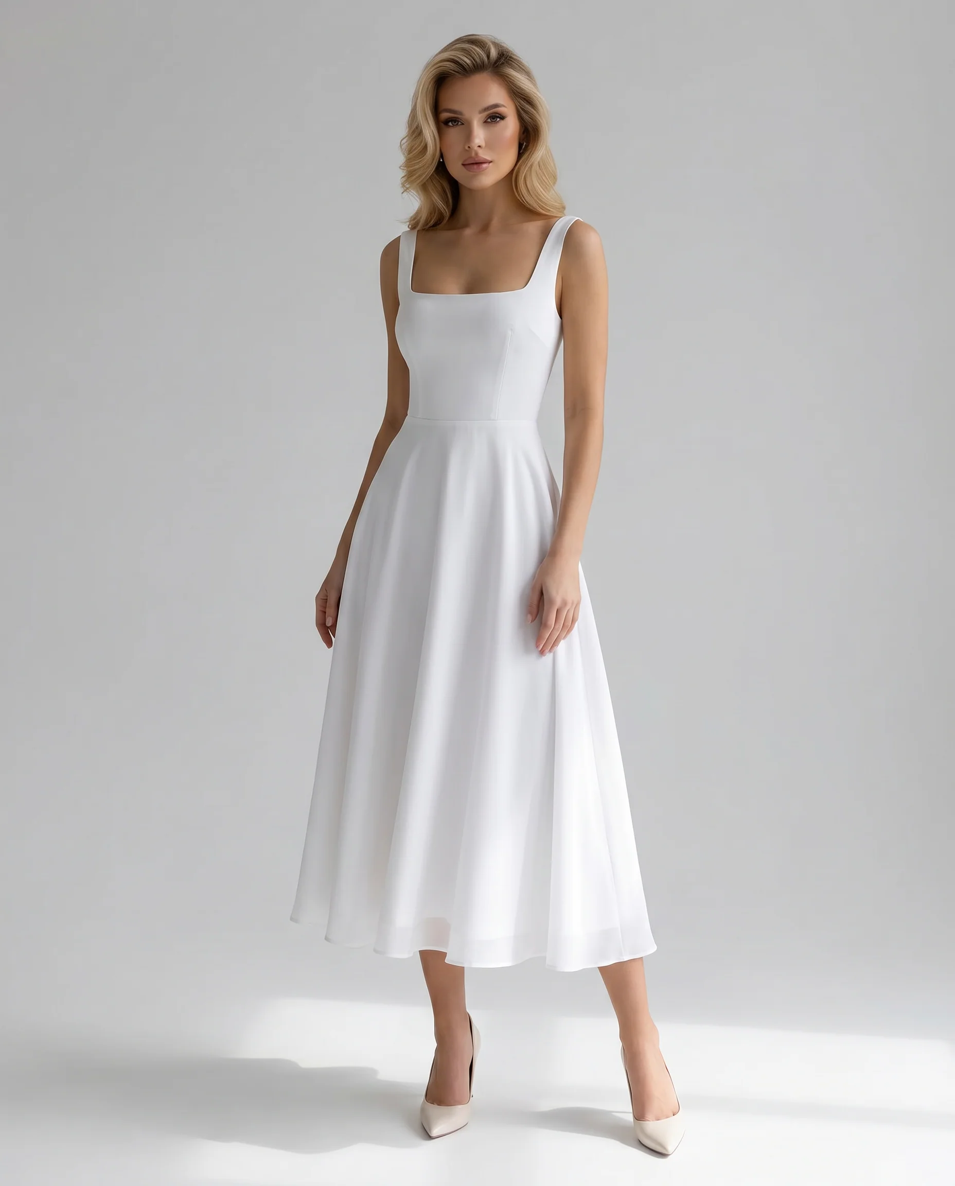 Marie Elegant A-line Summer Wedding Guest midi dress - Image 2