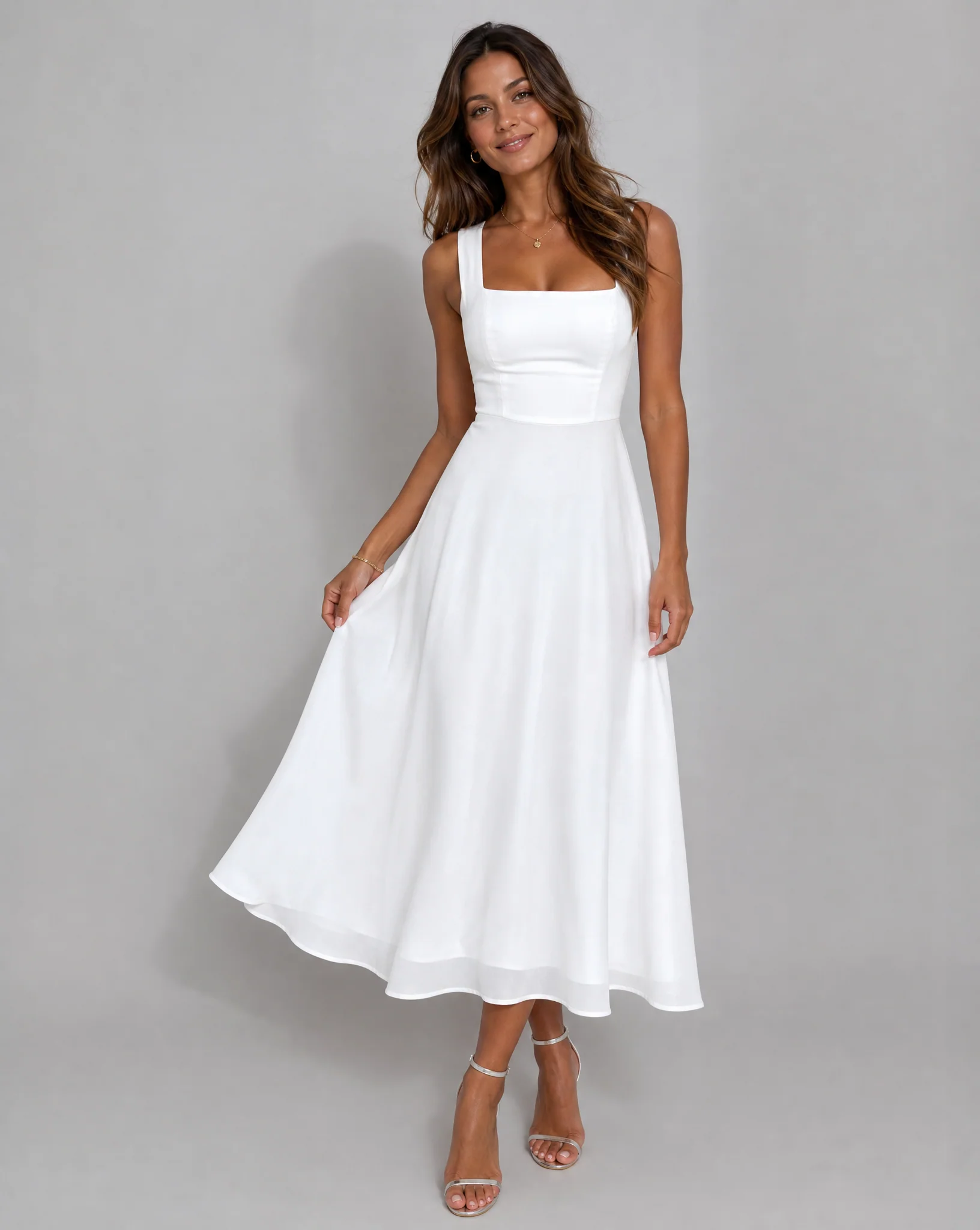 Marie Elegant A-line Summer Wedding Guest midi dress - Image 3
