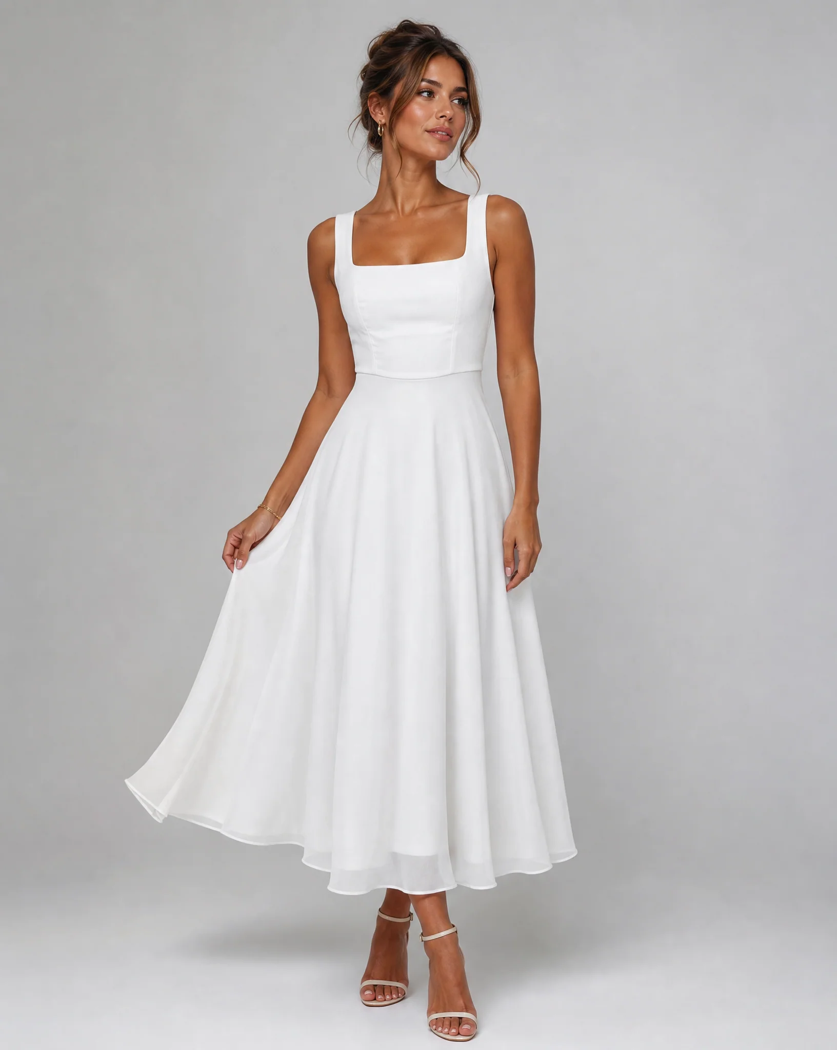 Marie Elegant A-line Summer Wedding Guest midi dress - Image 4
