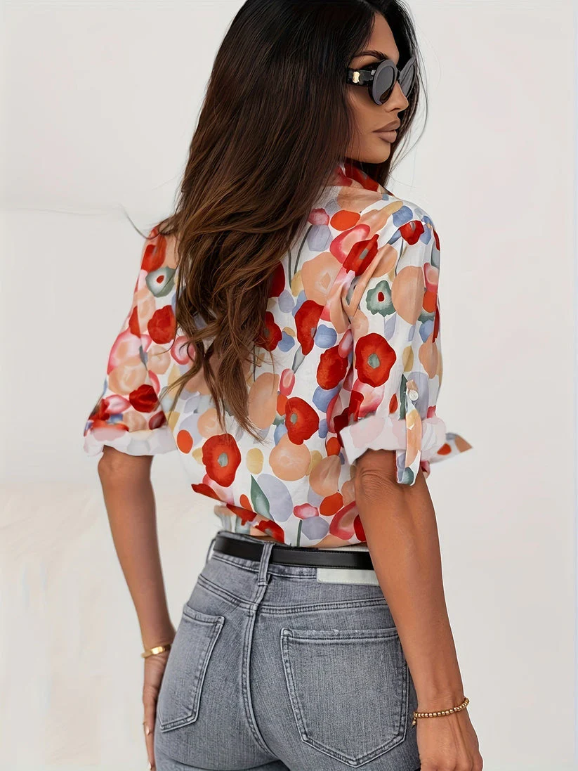 Women's Long Sleeve Floral Blouse - Image 4
