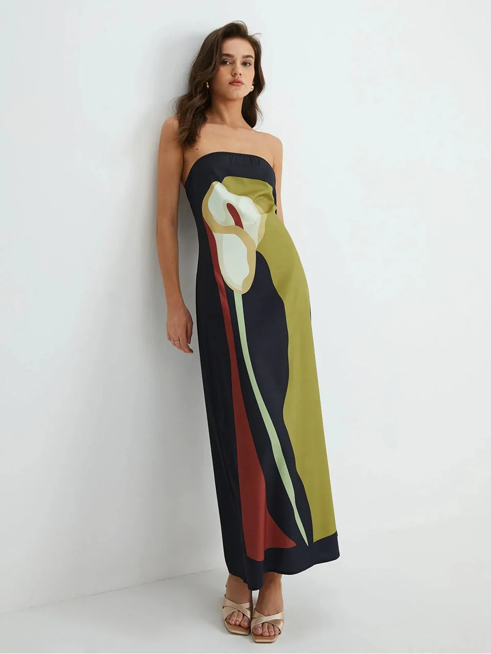 Calla Strapless Printed Summer Party Maxi Dress - Image 2