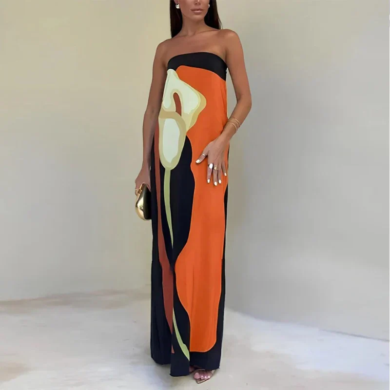 Calla Strapless Printed Summer Party Maxi Dress - Image 7