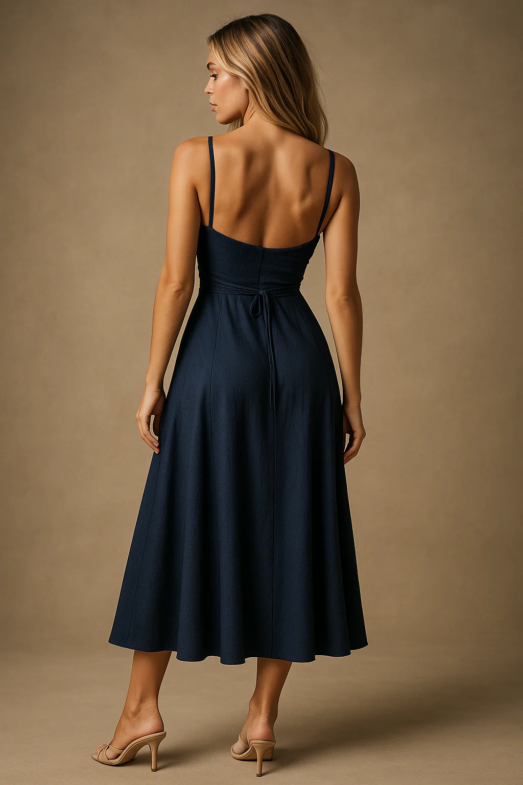 Cocktail Midi Waist Navy Dress - Image 2