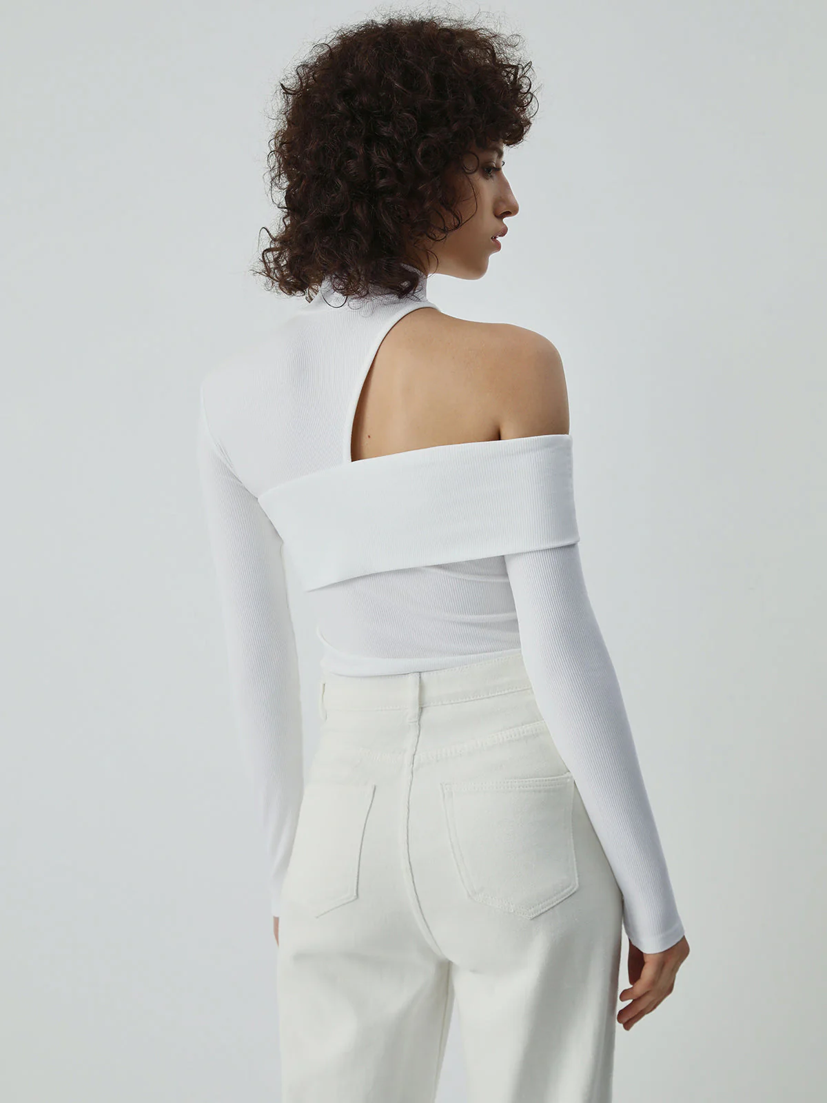 Kaia Asymmetrical High Neck Cutout Top - Image 4