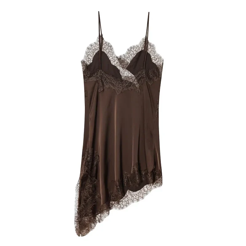 Lace Satin Backless Mini Dress - Image 3