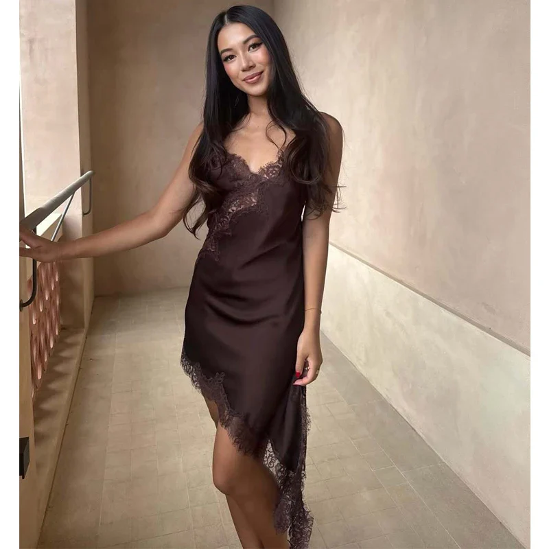 Lace Satin Backless Mini Dress - Image 5
