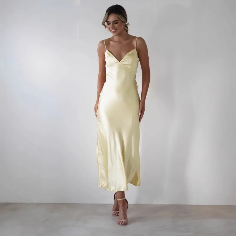 Satin Slip Maxi Dress with Delicate Strap Detail - Image 3