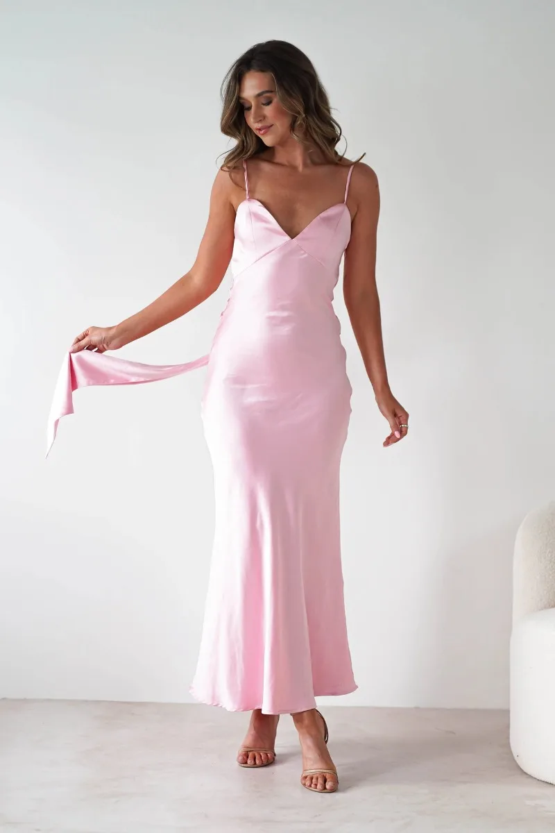 Satin Slip Maxi Dress with Delicate Strap Detail - Image 5