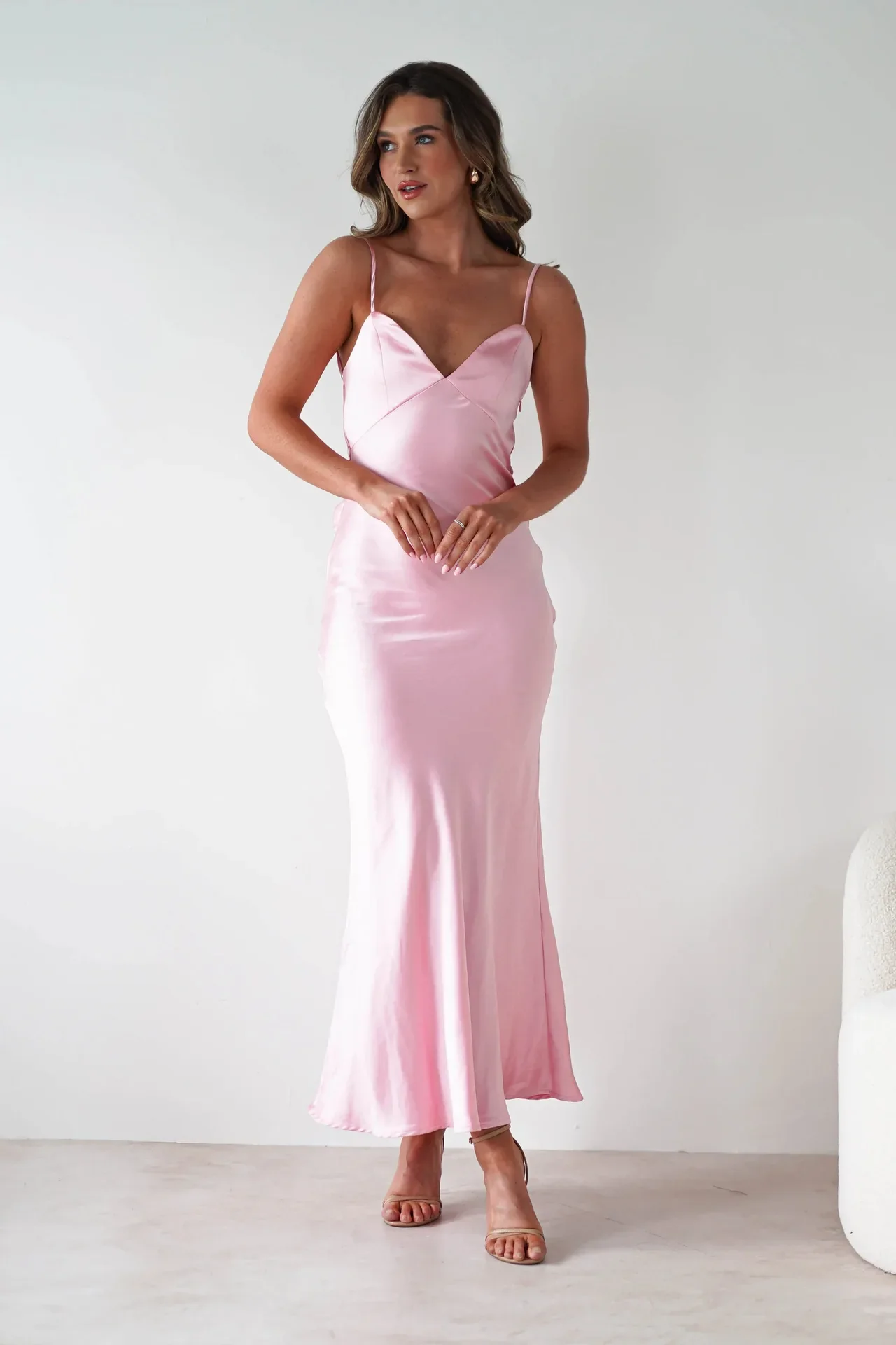 Satin Slip Maxi Dress with Delicate Strap Detail - Image 6