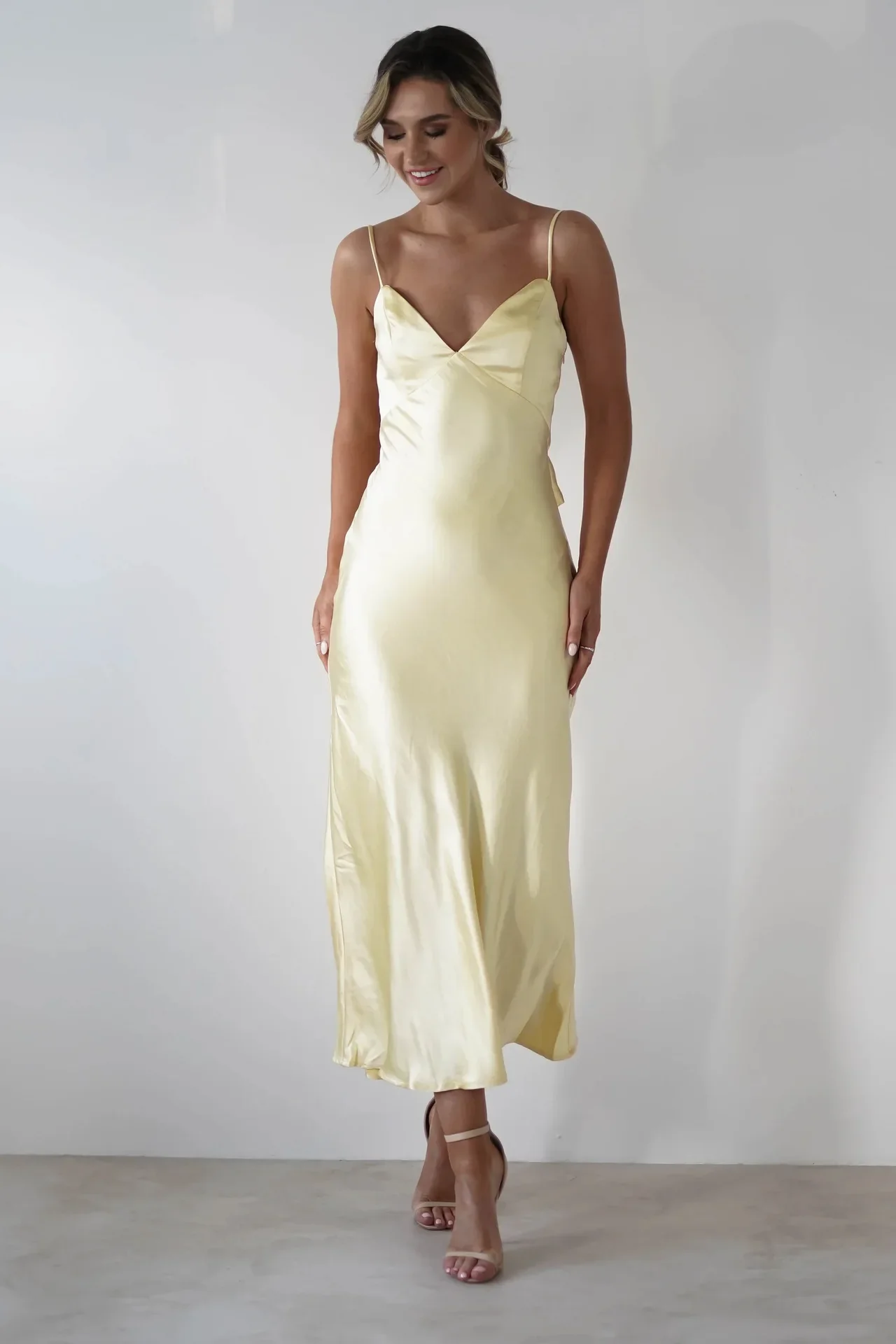 Satin Slip Maxi Dress with Delicate Strap Detail - Image 7