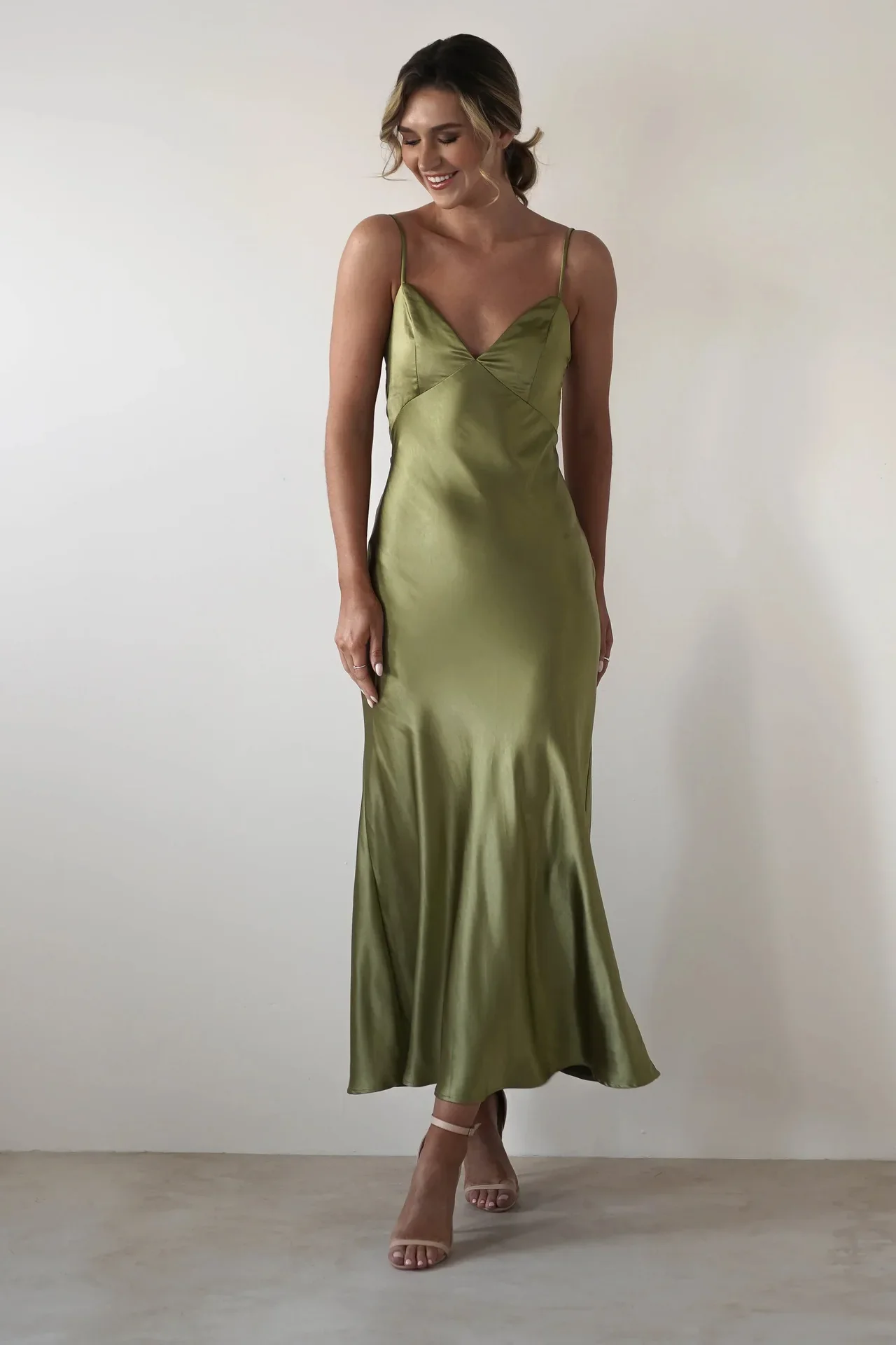 Satin Slip Maxi Dress with Delicate Strap Detail - Image 9